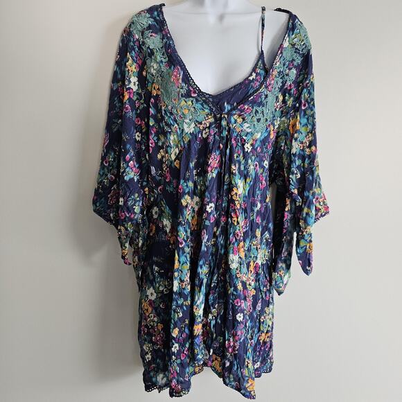 Sundance 2 Piece Set Womens Petite Medium Kimono Dress Floral Boho Bell Sleeve - Picture 1 of 14